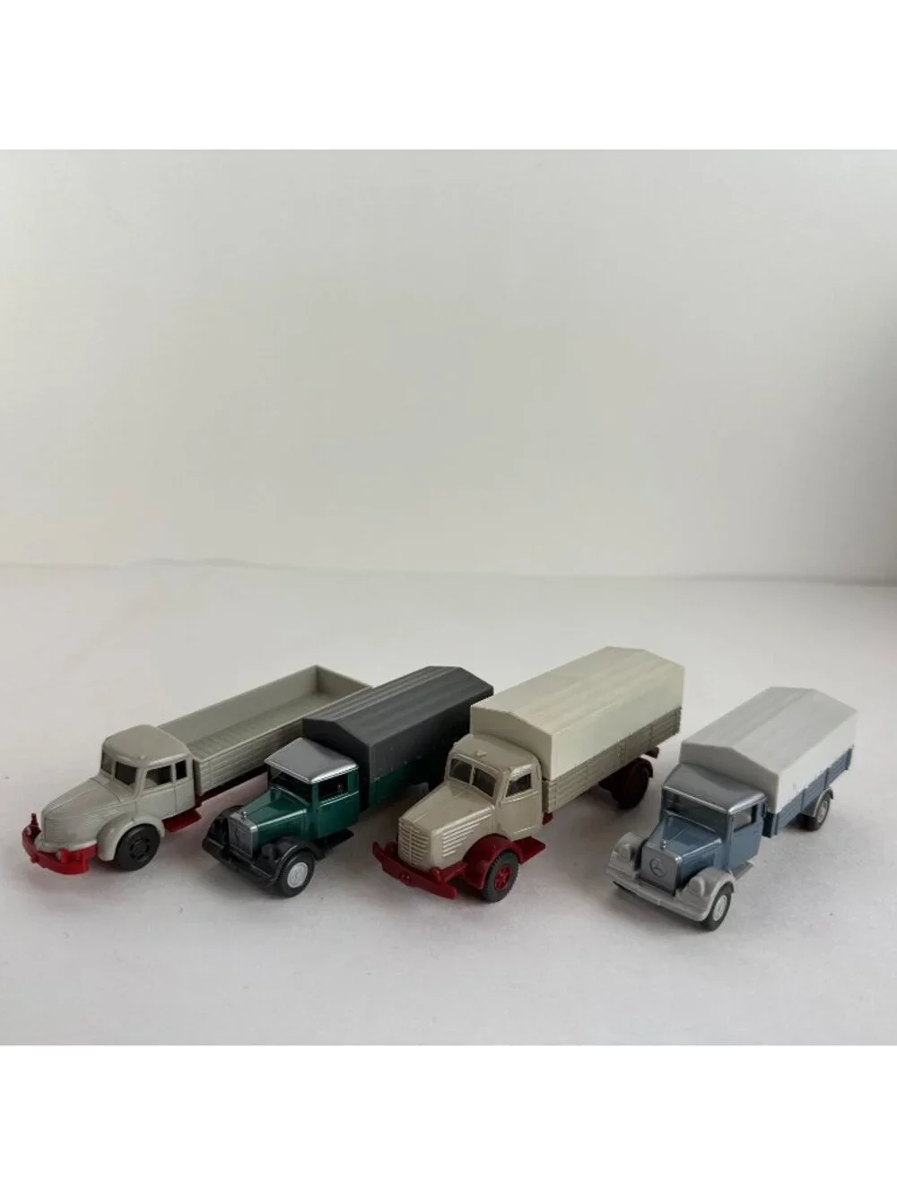 Vintage Wiking Plastic Lot Covered Trucks Mercedes